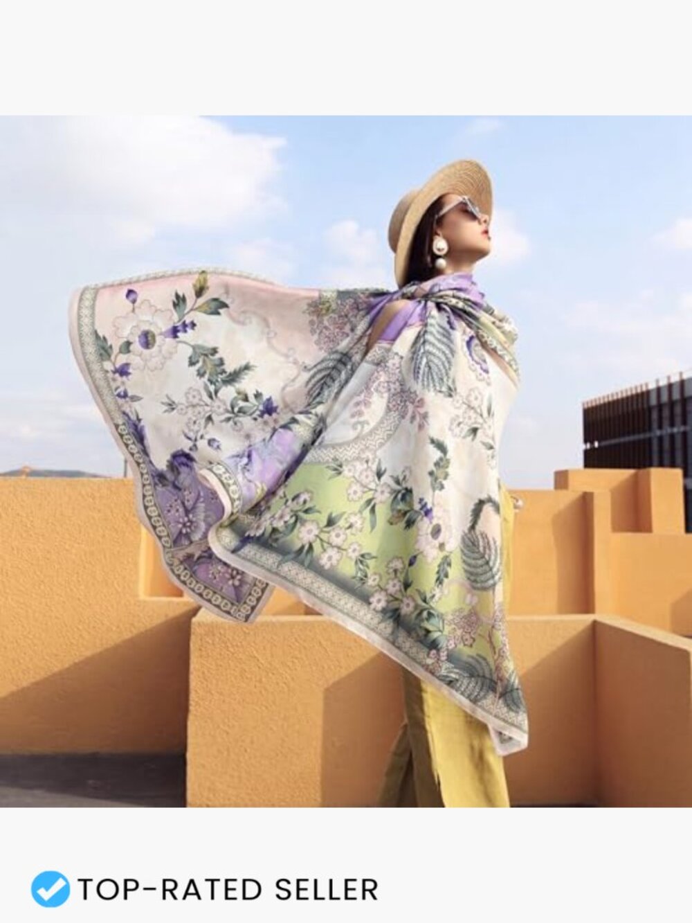 Extra Large Mulberry Silk Pashmina Shawl Oversized Floral Wrap for Evening - Picture 7 of 7